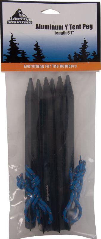 LIBERTY MOUNTAIN Shelter ALUM Y TENT PEG 6.7" 6PK ALUMINUM TENT PEGS