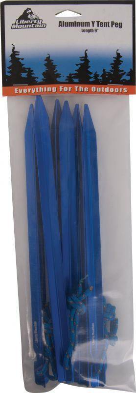 LIBERTY MOUNTAIN Shelter ALUM Y TENT PEG 9" 6PK ALUMINUM TENT PEGS