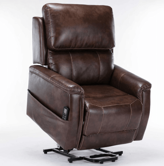 LifeSmart Massage Chairs Lifesmart - Ultra Soft Brown Leather Air 3-Motor Massage and Lift Chair with Power Recline
