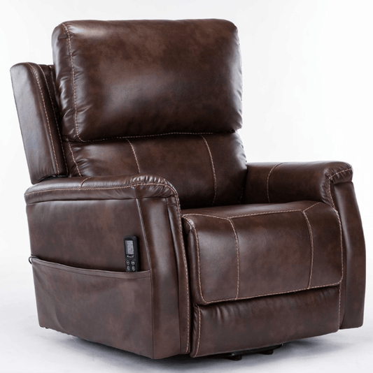 LifeSmart Massage Chairs Lifesmart - Ultra Soft Brown Leather Air 3-Motor Massage and Lift Chair with Power Recline
