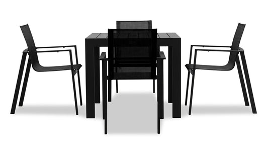 Harmonia Living - Lift Classic 4 Seat Dining Set - Black/Black | LIFT-BK-SET510