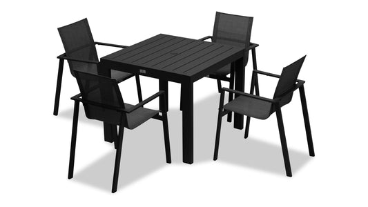 Harmonia Living - Lift Classic 4 Seat Dining Set - Black/Black | LIFT-BK-SET510