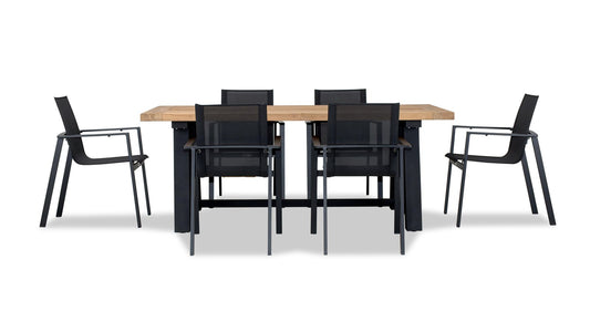 Harmonia Living -Lift Mill 6 Seat Reclaimed Teak Patio Dining Set | LIFT-BK-SET530