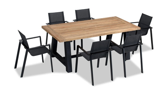 Harmonia Living -Lift Mill 6 Seat Reclaimed Teak Patio Dining Set | LIFT-BK-SET530