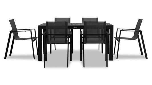 Harmonia Living - Lift Classic 6 Seat Rectangular Dining Set - Slate/Slate | LIFT-SL-SET533