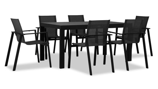Harmonia Living - Lift Classic 6 Seat Rectangular Dining Set - Slate/Slate | LIFT-SL-SET533