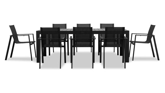 Harmonia Living - Lift Classic 8 Seat Rectangular Dining Set - Black/Black | LIFT-BK-SET560