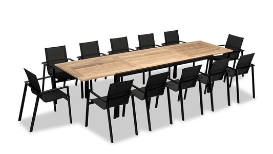 Harmonia Living - Lift Communal 12 Seat Extendable Reclaimed Teak Dining Set | LIFT-BK-SET593