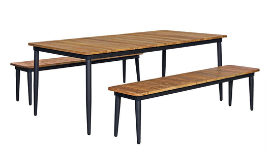 Harmonia Living - Louie 6 Seat Reclaimed Teak Dining Set w/ Benches | LOU-AL-SET552