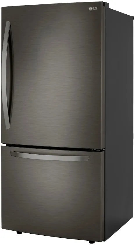 LG - 33 in. W 26 cu. ft. Bottom Freezer Refrigerator w/ Multi-Air Flow and Smart Cooling in PrintProof Black Stainless Steel - LRDCS2603D