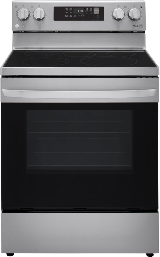 LG - 30 in. 6.3 cu. ft. Smart Wi-Fi Enabled Fan Convection Electric Range Oven with AirFry and EasyClean in. Stainless Steel - LREL6323S