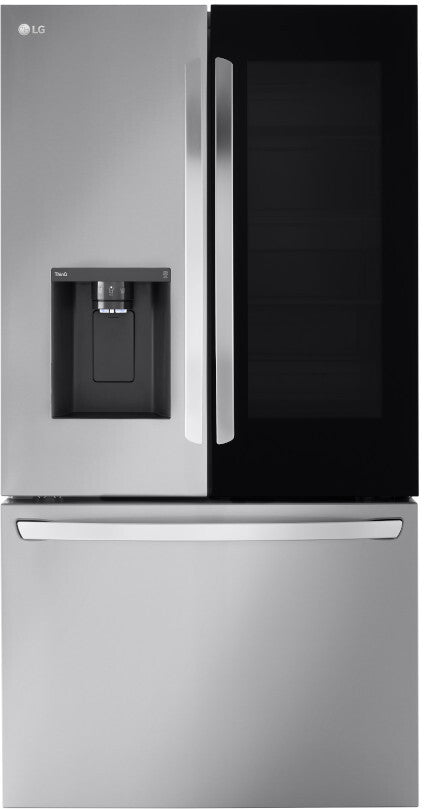 LG - 26 cu. ft. Smart InstaView Counter Depth MAX French Door Refrigerator in PrintProof Stainless Steel - LRFOC2606S