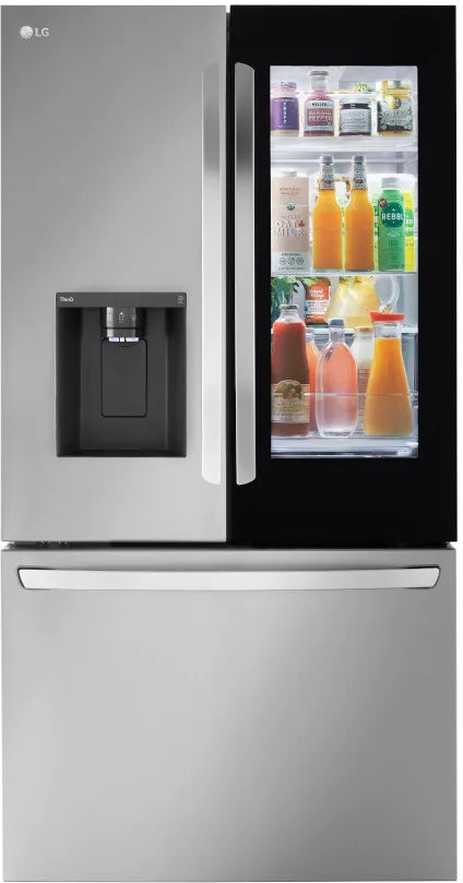 LG - 26 cu. ft. Smart InstaView Counter Depth MAX French Door Refrigerator in PrintProof Stainless Steel - LRFOC2606S