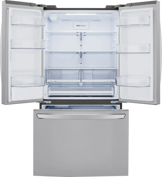 LG - 29 cu. ft. French Door Refrigerator w/ Multi-Air Flow, SmartPull Handle and ENERGY STAR in PrintProof Stainless Steel - LRFWS2906S