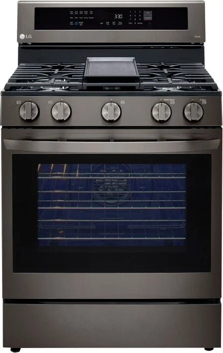 LG - 5.8 cu. ft. Smart Wi-Fi Enabled True Convection InstaView Gas Range Oven with Air Fry in Printproof Stainless Steel - LRGL5825F