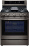 LG - 5.8 cu. ft. Smart True Convection InstaView Gas Range Single Oven with Air Fry in PrintProof Black Stainless Steel - LRGL5825D