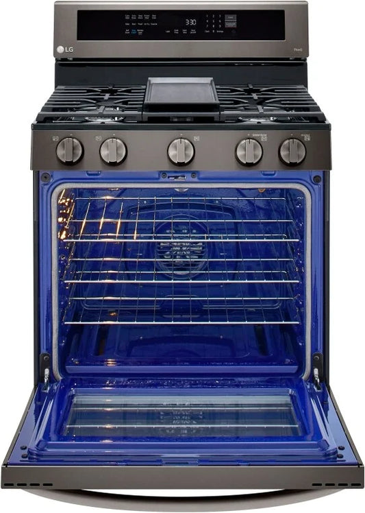 LG - 5.8 cu. ft. Smart Wi-Fi Enabled True Convection InstaView Gas Range Oven with Air Fry in Printproof Stainless Steel - LRGL5825F