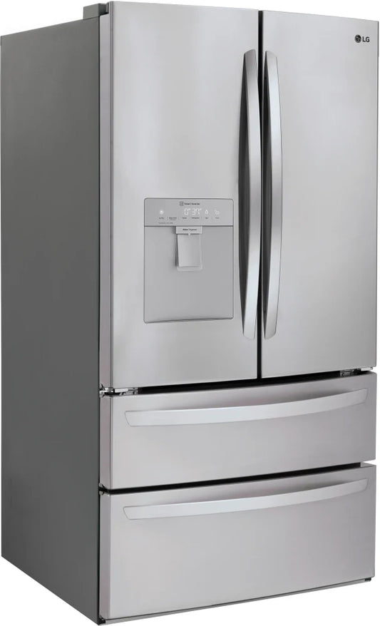 LG - 29 cu. ft. 4-Door French Door Refrigerator w/ External Water Dispenser, Door Cooling and Ice Maker in Stainless Steel - LRMWS2906S