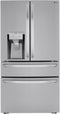LG - 30 cu. ft. 4-Door French Door Refrigerator, Full Convert Drawer, Smart Cooling and Craft Ice, PrintProof Stainless Steel - LRMXS3006S