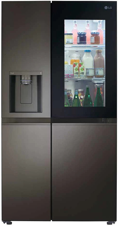 LG - 27 cu. ft. Side by Side Smart Refrigerator with Insta View, Craft Ice in PrintProof Black Stainless Steel - LRSOS2706D