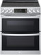 LG - 7.3 cu. ft. Smart Double Oven Slide-In Electric Range with ProBake and InstaView in PrintProof Stainless Steel - LTEL7337F