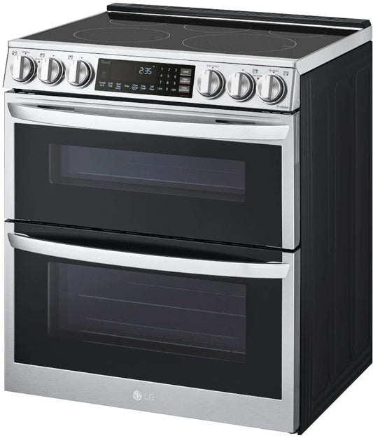 LG - 7.3 cu. ft. Smart Double Oven Slide-In Electric Range with ProBake and InstaView in PrintProof Stainless Steel - LTEL7337F