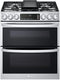 LG - 6.9 cu. ft. Smart Slide-In Double Oven Gas Range with ProBake and InstaView in PrintProof Stainless Steel - LTGL6937F