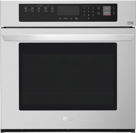 LG - 30 in. Single Electric Wall Oven with Convection and EasyClean in Stainless Steel - LWS3063ST