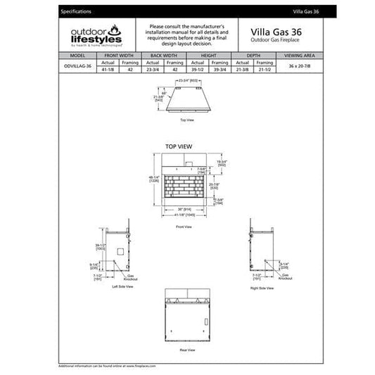 Majestic Majestic - 36" Villa Gas Outdoor Fireplace | ODVILLAG-36T
