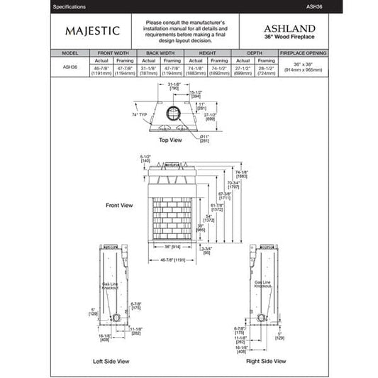 Majestic Majestic Ashland Wood Burning Fireplace - 36"