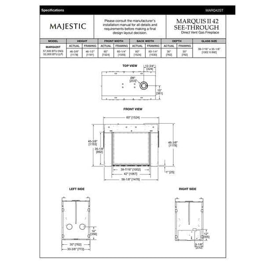 Majestic Majestic Marquis See Through Direct Vent Gas Fireplace - 42"