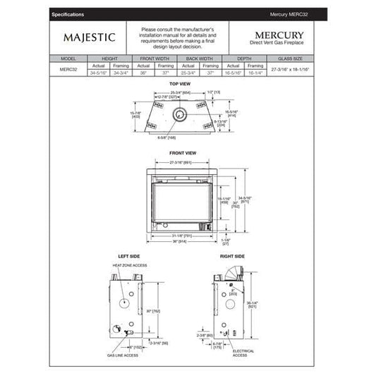 Majestic Majestic Mercury Direct Vent Fireplace - 32"