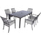 Mod Mod Carter 7-Piece Dining Set with 6 Pewter Grey Padded Dining Chairs and 72 in. x 40 in. Slat Table