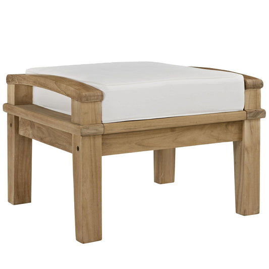 Modway Outdoor Ottoman White Modway - Marina Outdoor Patio Teak Ottoman - Natural - Includes Cushion ( EEI-1152 )