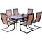 Hanover - Monaco 7-piece Outdoor Dining Set with 6 Sling Spring Chairs with a 40 x 68-In. Tile Top Table - Tan - MONDN7PCSP