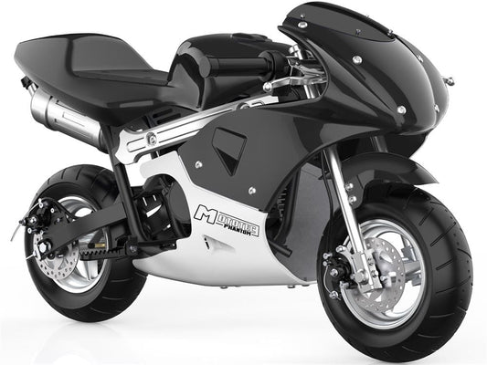 MotoTec MotoTec - MotoTec Phantom Gas Pocket Bike 49cc 2-Stroke Black | MT-Phantom-49cc_Black