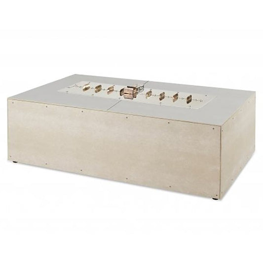 Outdoor Greatroom - 48" Linear Ready-to-Finish Fire Pit Table Base w/Aluminum Top, BI737 burner, 2 vents, VCSV-CP control panel. Access door for LP tank. Made in USA - RTF48TL-K