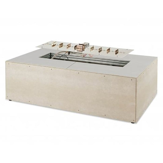 Outdoor Greatroom - 60" Linear Ready-to-Finish Fire Pit Table Base w/Aluminum Top, BI737 burner, 2 vents, VCSV-CP control panel. Access door for LP tank. Made in USA - RTF60TL-K