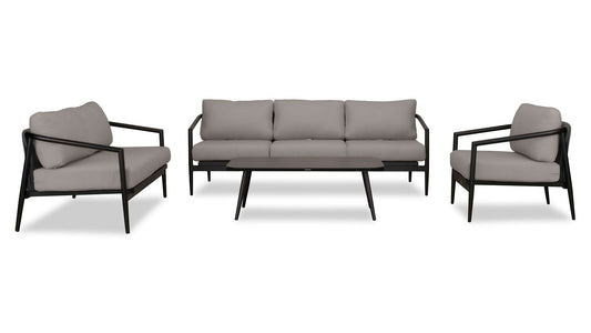 Harmonia Living - Olio 4 Piece Sofa Loveseat Set - Black/Carbon | OLIO-BK-CO-SET137