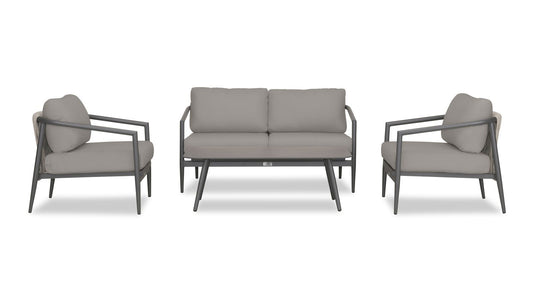 Harmonia Living - Olio 4 Piece Loveseat Set - Slate/Pebble Gray | OLIO-SL-PG-SET110