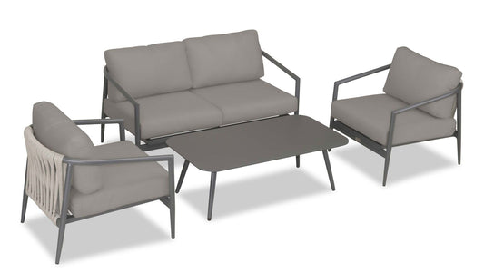 Harmonia Living - Olio 4 Piece Loveseat Set - Slate/Pebble Gray | OLIO-SL-PG-SET110