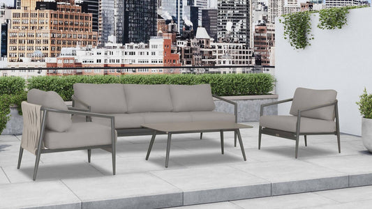 Harmonia Living - Olio 4 Piece Sofa Set - Slate/Pebble Gray | OLIO-SL-PG-SET135