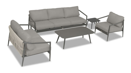 Harmonia Living - Olio 5 Piece Sofa Set - Slate/Pebble Gray | OLIO-SL-PG-SET136