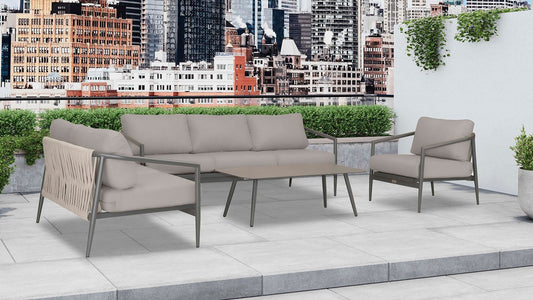 Harmonia Living - Olio 4 Piece Sofa Loveseat Set - Slate/Pebble Gray | OLIO-SL-PG-SET137