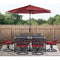 Outdoor Dining Set Hanover MCLRDN7PCSQSW6-SU-C Montclair 7-Piece Dining Set with 6 Swivel Rockers, Dining Table and 9-Feet Umbrella