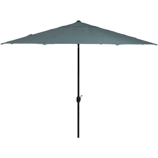 Outdoor Dining Set Hanover MCLRUMB11-BLU Montclair 132 Inch 11-Feet Market Outdoor Umbrella - Ocean Blue and Brown