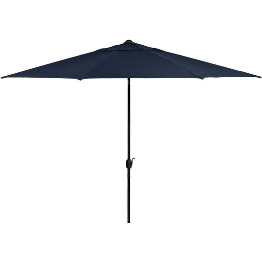 Outdoor Dining Set Hanover MCLRUMB11-NVY Montclair 132 Inch 11-Feet Market Outdoor Umbrella - Navy and Brown