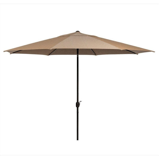 Outdoor Dining Set Hanover MCLRUMB11-TAN Montclair 132 Inch 11-Feet Market Outdoor Umbrella - Tan and Brown