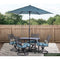 Outdoor Dining Set Hanover MCLRUMB9-BLU Montclair 108 Inch 9-Feet Market Outdoor Umbrella - Ocean Blue and Brown