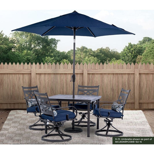 Outdoor Dining Set Hanover MCLRUMB9-NVY Montclair 108 Inch 9-Feet Market Outdoor Umbrella - Navy and Brown